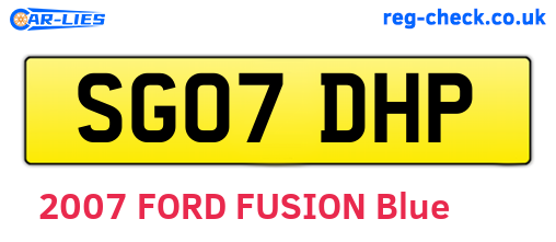 SG07DHP are the vehicle registration plates.