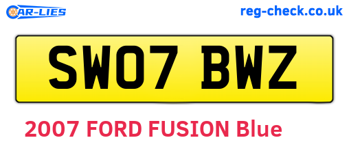 SW07BWZ are the vehicle registration plates.
