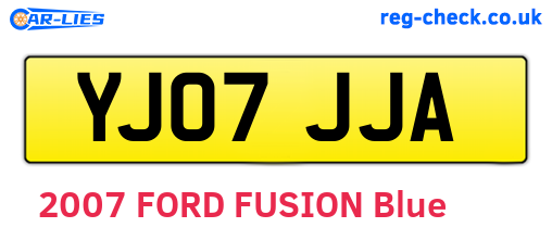 YJ07JJA are the vehicle registration plates.