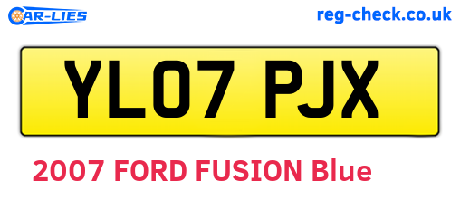YL07PJX are the vehicle registration plates.