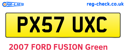PX57UXC are the vehicle registration plates.