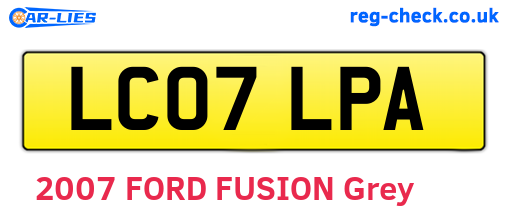 LC07LPA are the vehicle registration plates.