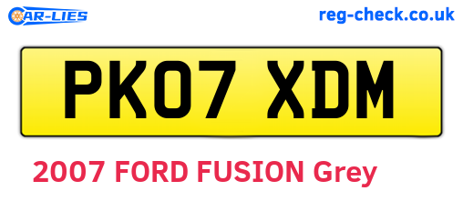 PK07XDM are the vehicle registration plates.