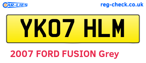 YK07HLM are the vehicle registration plates.