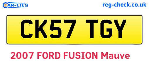 CK57TGY are the vehicle registration plates.