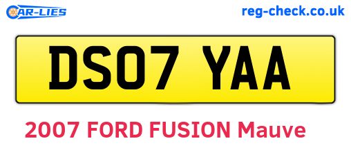 DS07YAA are the vehicle registration plates.