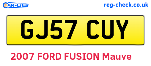 GJ57CUY are the vehicle registration plates.
