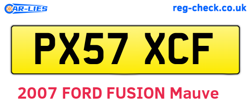 PX57XCF are the vehicle registration plates.