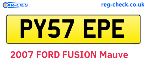 PY57EPE are the vehicle registration plates.