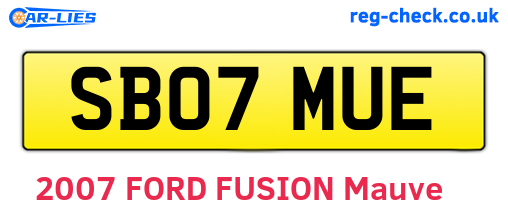 SB07MUE are the vehicle registration plates.