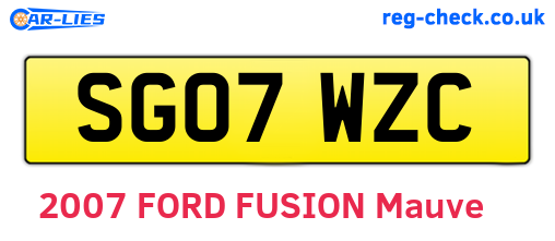 SG07WZC are the vehicle registration plates.