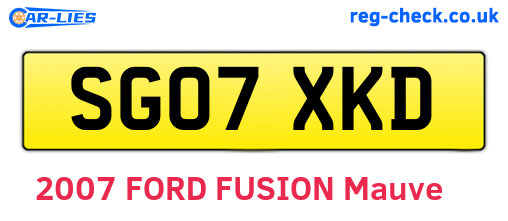SG07XKD are the vehicle registration plates.