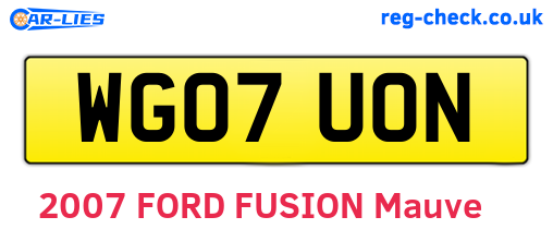 WG07UON are the vehicle registration plates.