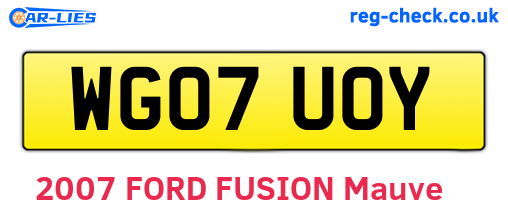 WG07UOY are the vehicle registration plates.