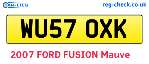WU57OXK are the vehicle registration plates.