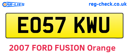 EO57KWU are the vehicle registration plates.