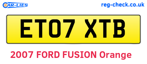 ET07XTB are the vehicle registration plates.