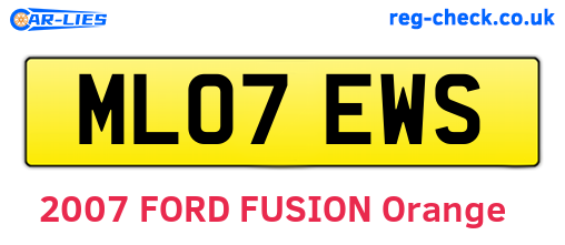 ML07EWS are the vehicle registration plates.