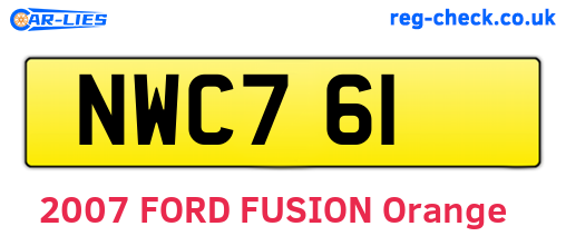 NWC761 are the vehicle registration plates.