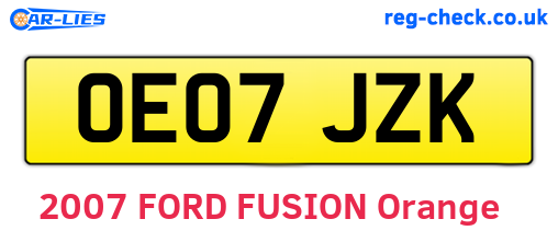 OE07JZK are the vehicle registration plates.