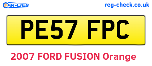 PE57FPC are the vehicle registration plates.