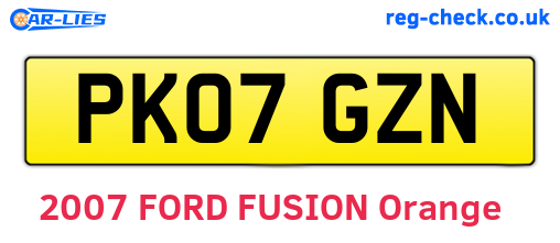 PK07GZN are the vehicle registration plates.