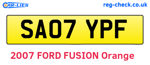 SA07YPF are the vehicle registration plates.