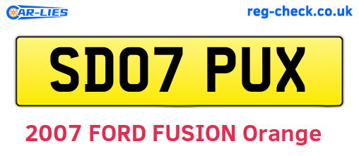 SD07PUX are the vehicle registration plates.