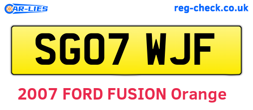 SG07WJF are the vehicle registration plates.