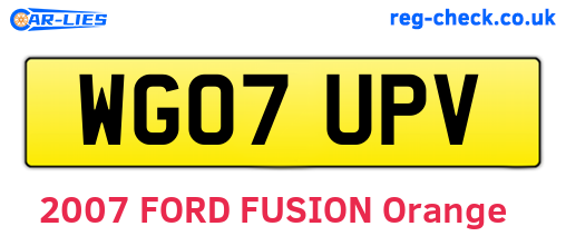 WG07UPV are the vehicle registration plates.