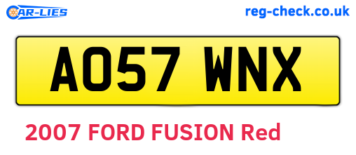 AO57WNX are the vehicle registration plates.