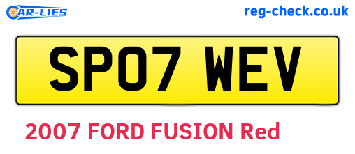 SP07WEV are the vehicle registration plates.