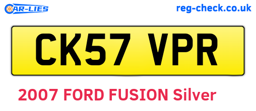 CK57VPR are the vehicle registration plates.
