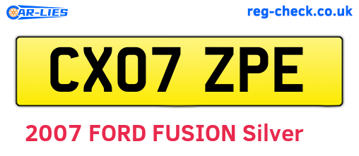 CX07ZPE are the vehicle registration plates.