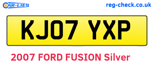 KJ07YXP are the vehicle registration plates.