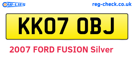 KK07OBJ are the vehicle registration plates.