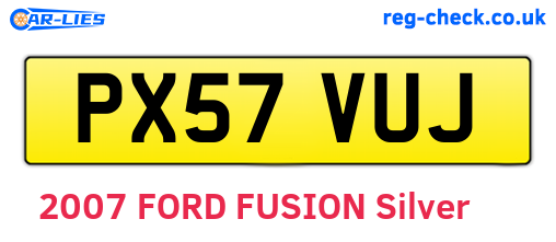 PX57VUJ are the vehicle registration plates.