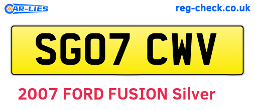SG07CWV are the vehicle registration plates.