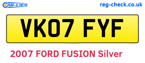 VK07FYF are the vehicle registration plates.
