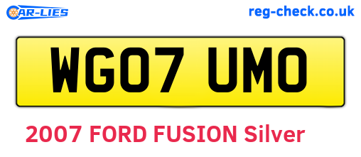 WG07UMO are the vehicle registration plates.