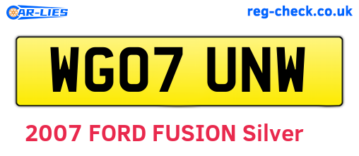 WG07UNW are the vehicle registration plates.