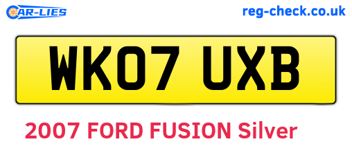 WK07UXB are the vehicle registration plates.