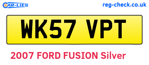 WK57VPT are the vehicle registration plates.