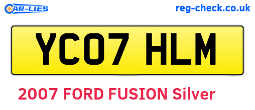 YC07HLM are the vehicle registration plates.