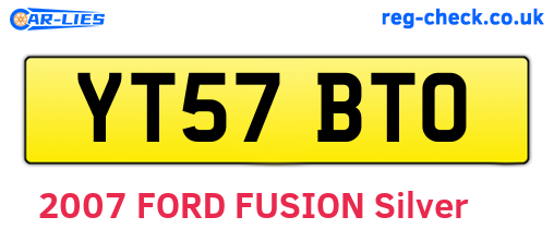 YT57BTO are the vehicle registration plates.