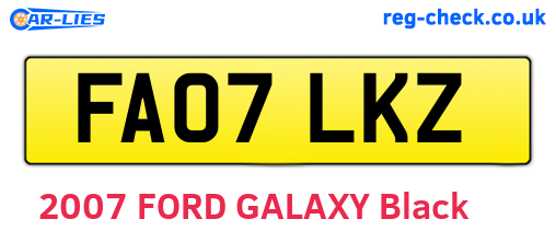 FA07LKZ are the vehicle registration plates.