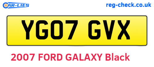 YG07GVX are the vehicle registration plates.