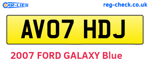AV07HDJ are the vehicle registration plates.