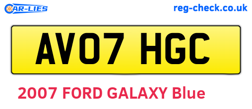 AV07HGC are the vehicle registration plates.