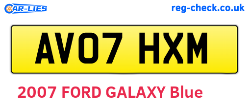 AV07HXM are the vehicle registration plates.